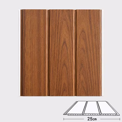 Two Groove 25cm Wide 8mm Thick Pvc Ceiling Board Wood Grain Waterproof Interior Decorative Board Wholesale Supplier